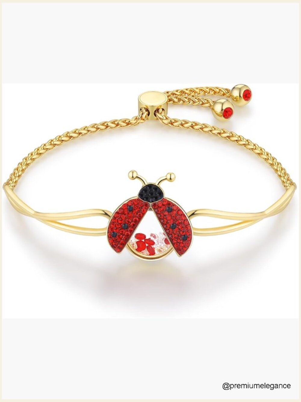 Cute Ladybug Bracelet with Floating Crystals for Women Girls